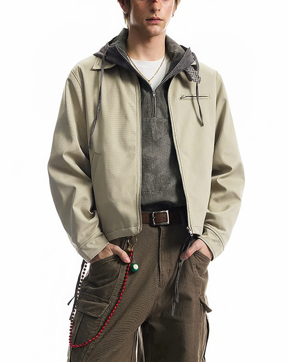 ♂♀Khaki Zip Front Jacket