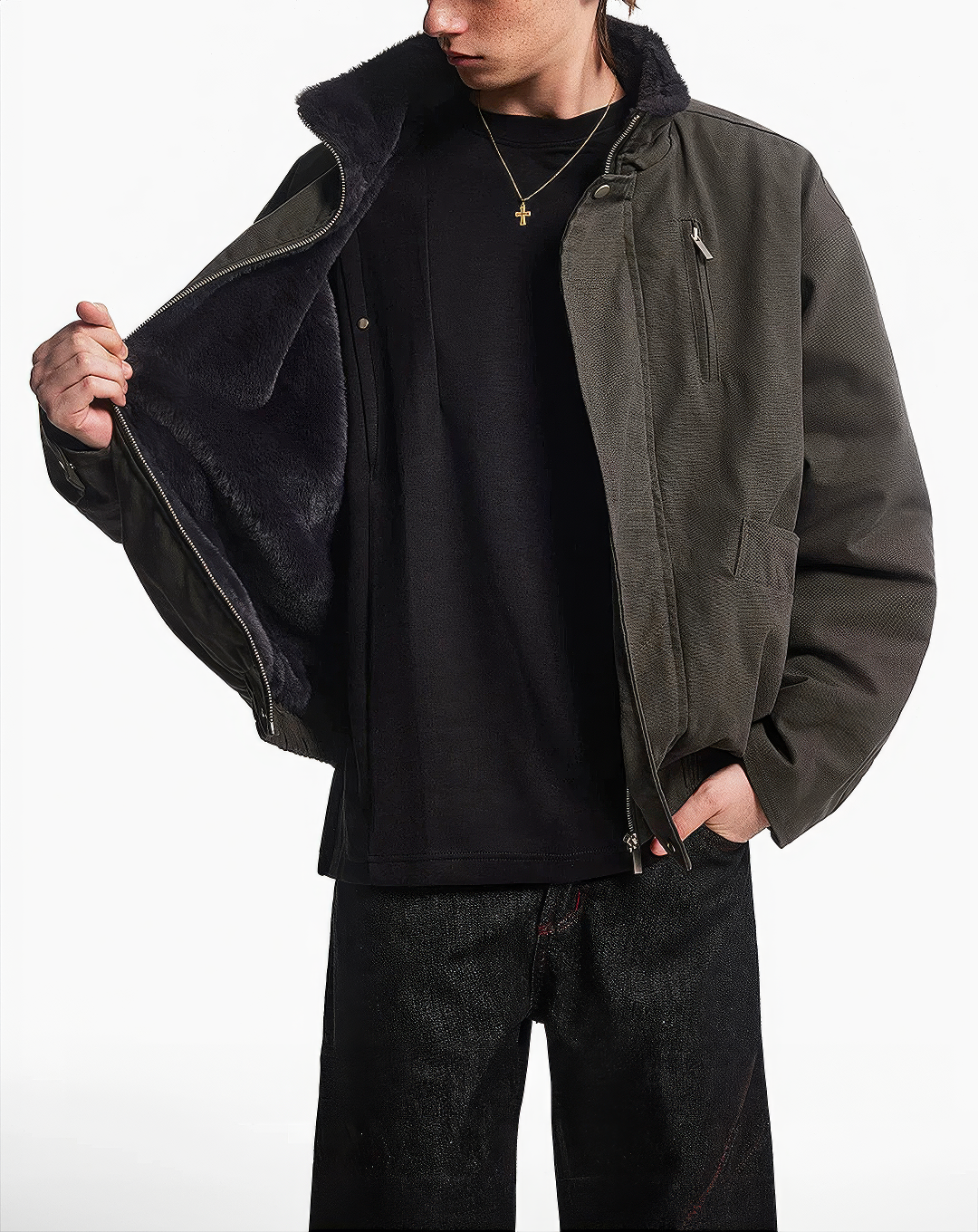 ♂♀Stand Collar Boa Jacket