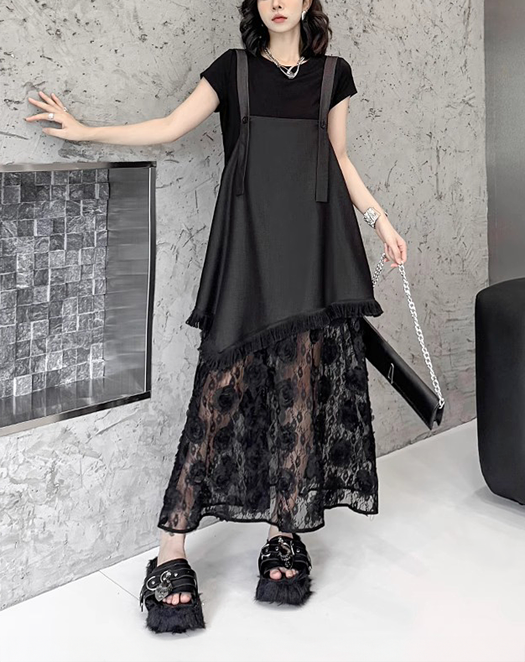 ♀Floral Lace Docking Dress