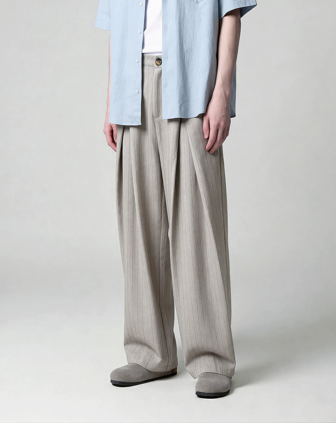 ♂♀Pinstripe Wrap Wide Pants