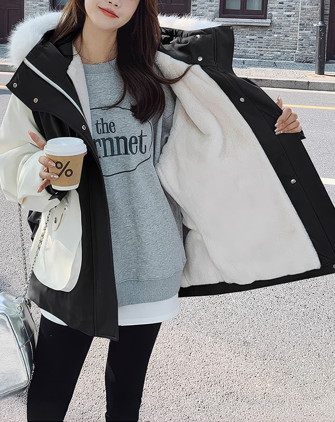 ♀Fur Collar Zip Jacket