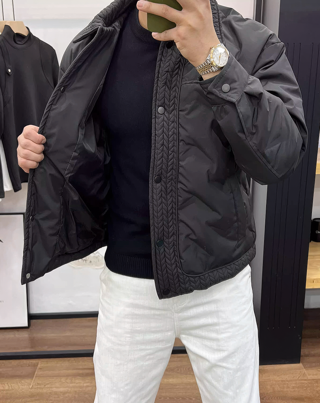 ♂Textured Quilt Collar Jacket