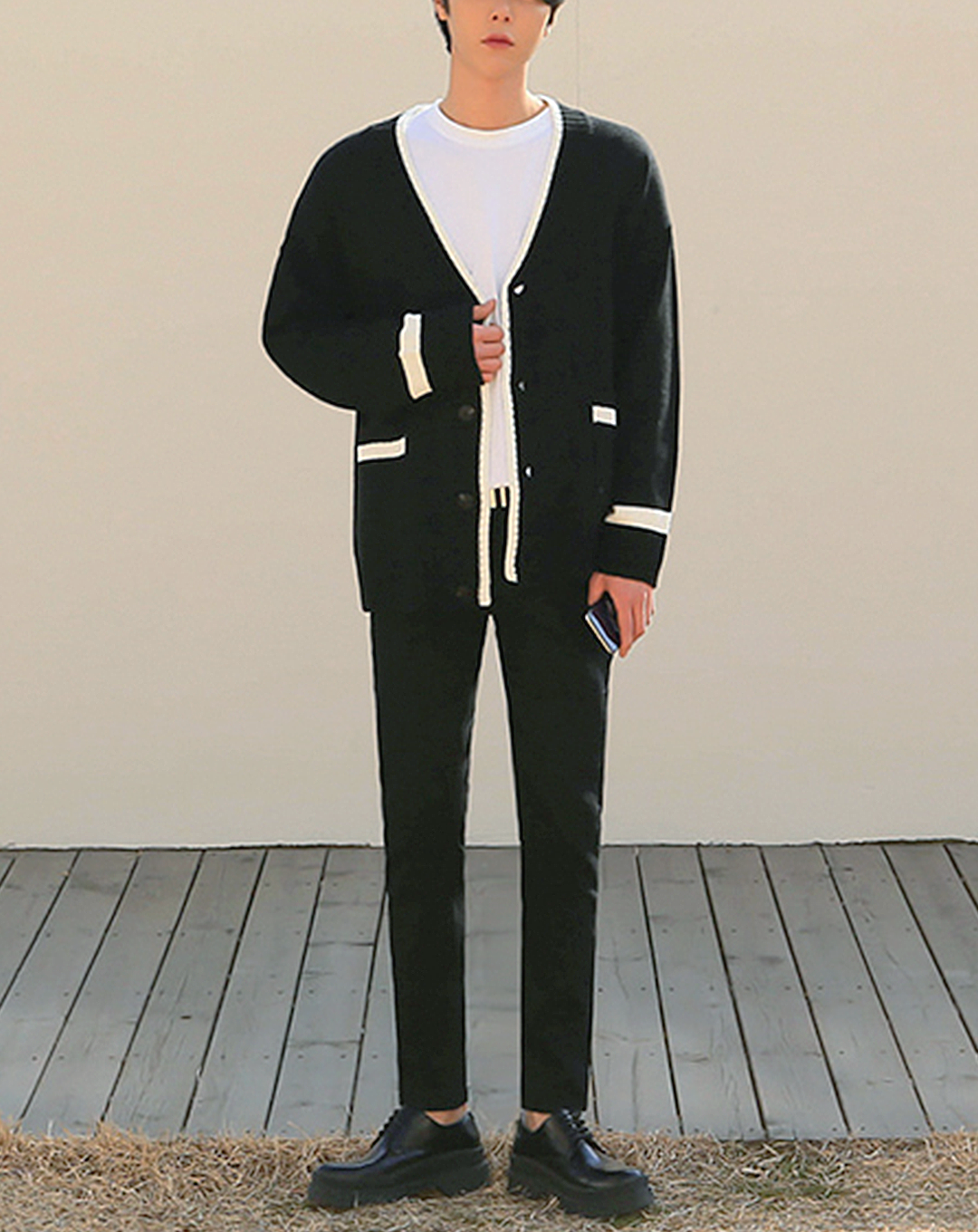 ♂Monochrome Knit Cardigan