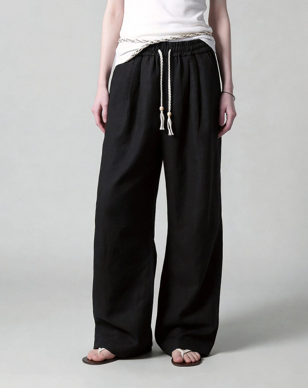 ♂♀Rope Drawstring Wide Pants