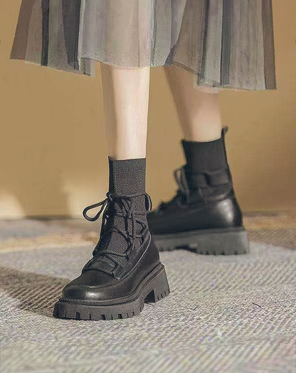 ♀Lace-Up Socks Boots