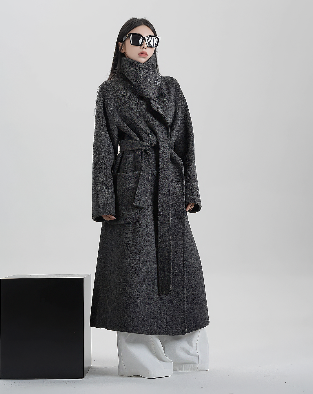 ♀100% WOOL High Neck Coat