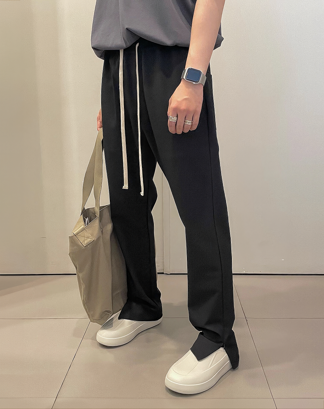 ♂Zip Split Hem Pants