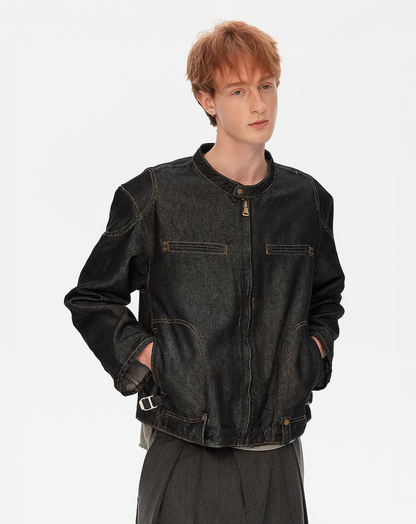 ♂Stand Collar Denim Jacket