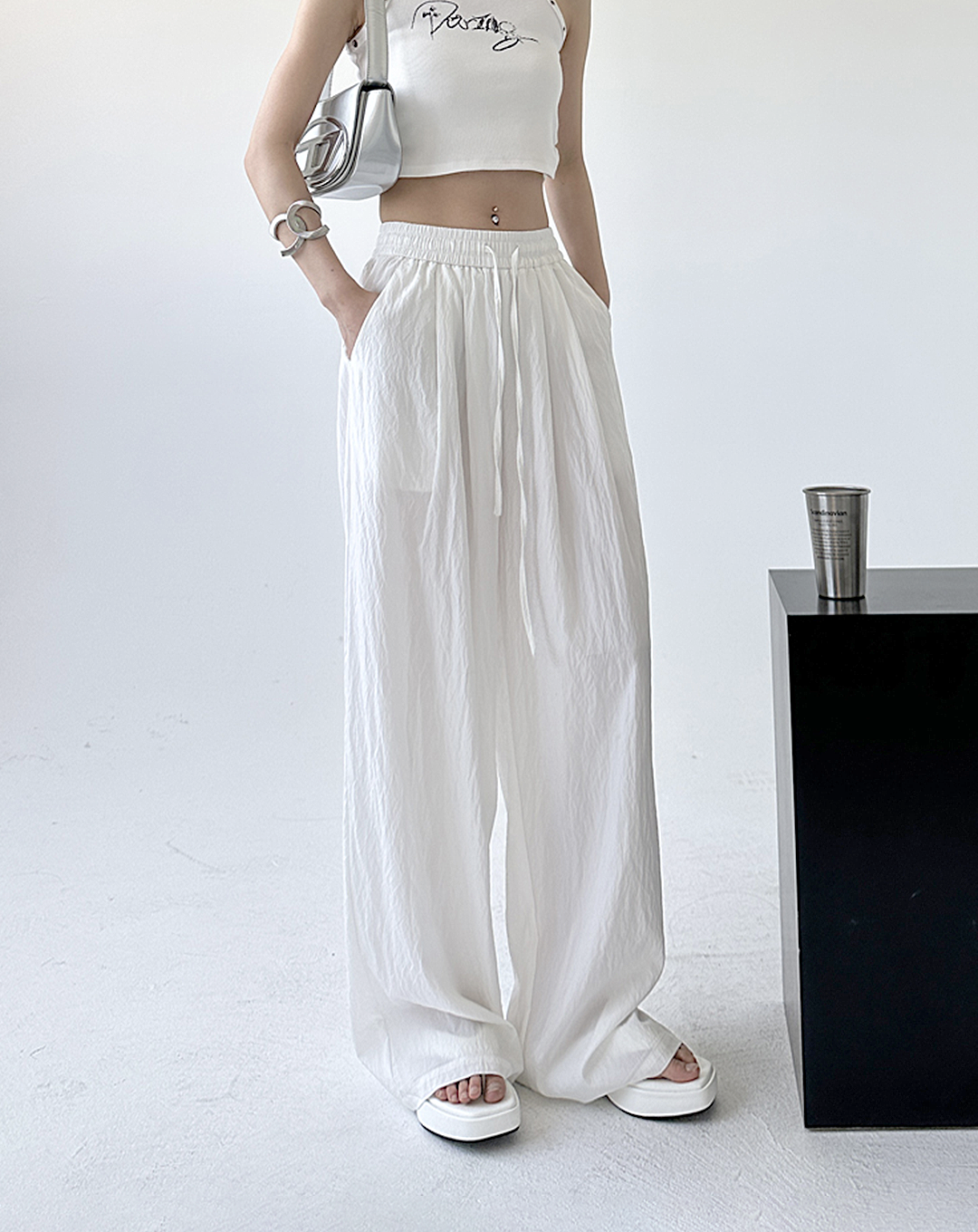 ♀Washer Loose Drawstring Pants