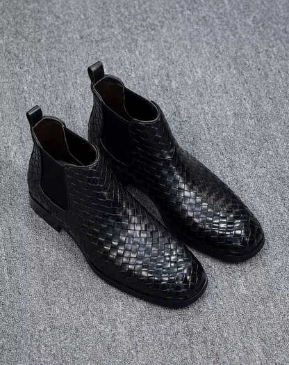 ♂Woven Pattern Chelsea Boots