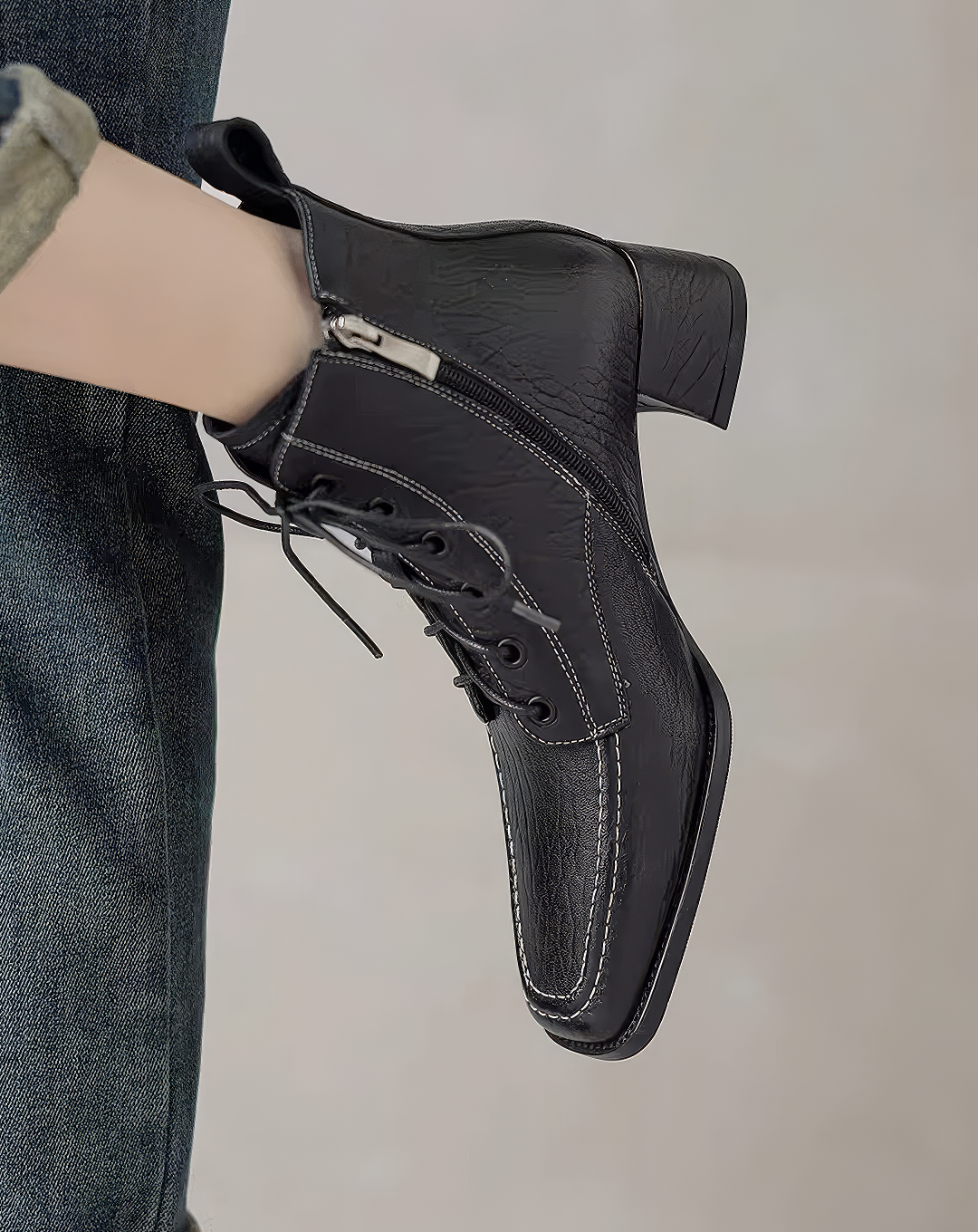 ♀本革／Stitched Square Toe Boots