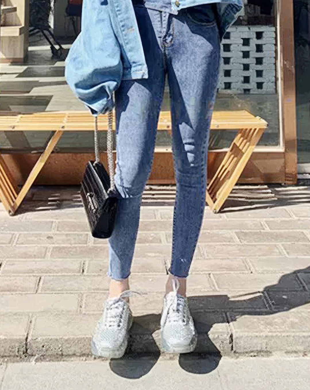 ♀Silver Rhinestone Sneakers