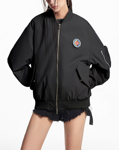 ♂♀Emblem Patch Bomber Jacket