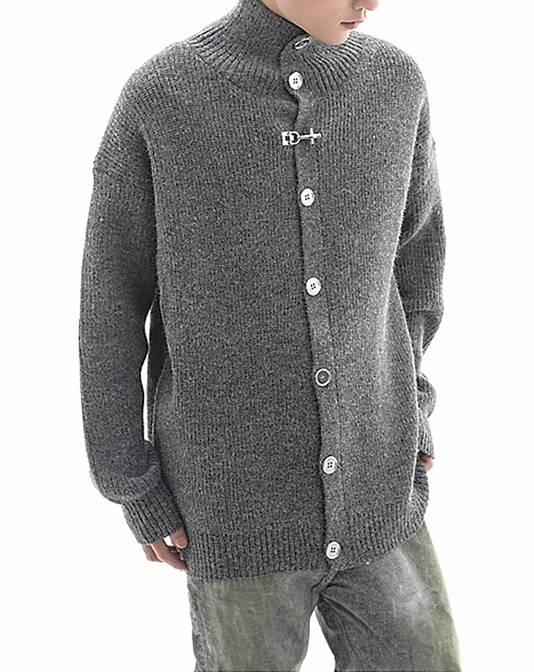 ♂High Neck Button Cardigan