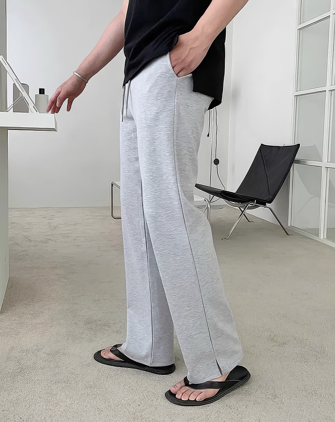 ♂Straight Fit Drawstring Pants