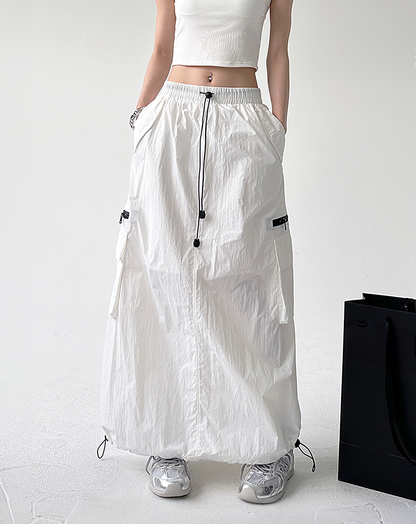 ♀Drawstring Long Skirt