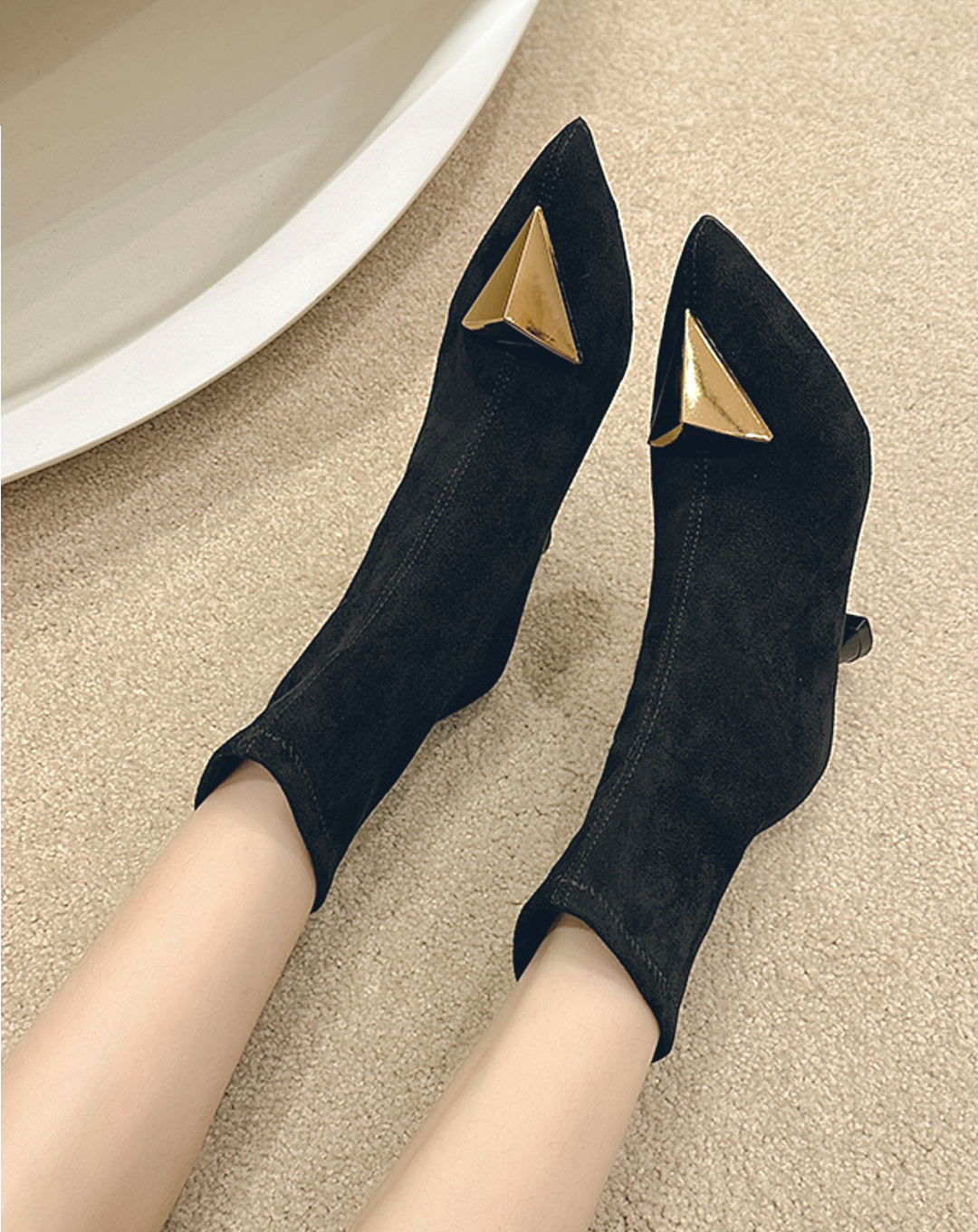 ♀Metal Parts Ankle Boots