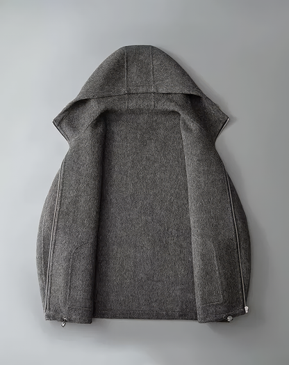 ♂100% WOOL Hooded Zip Jacket