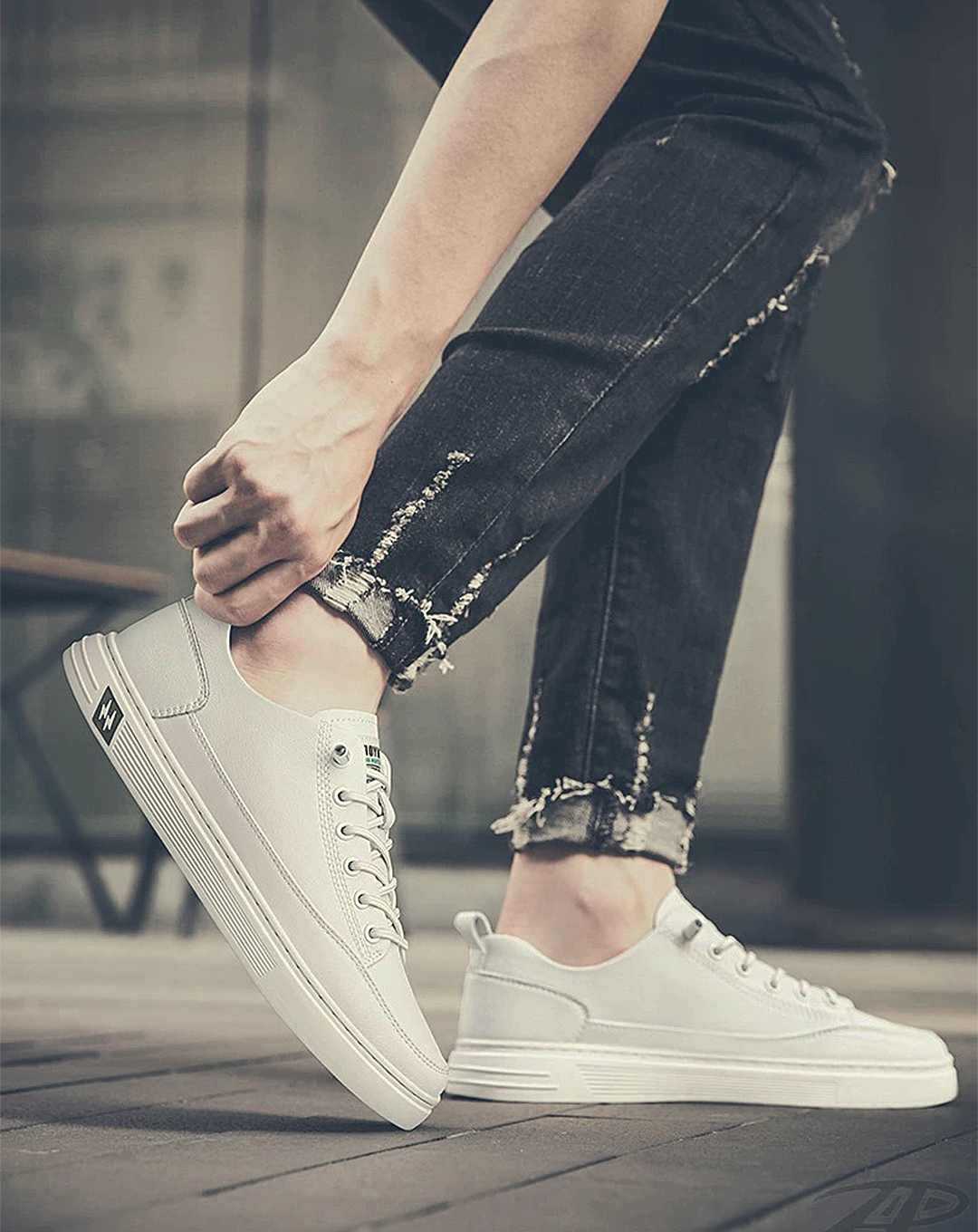 ♂♀Simple Stitch Leather Sneakers