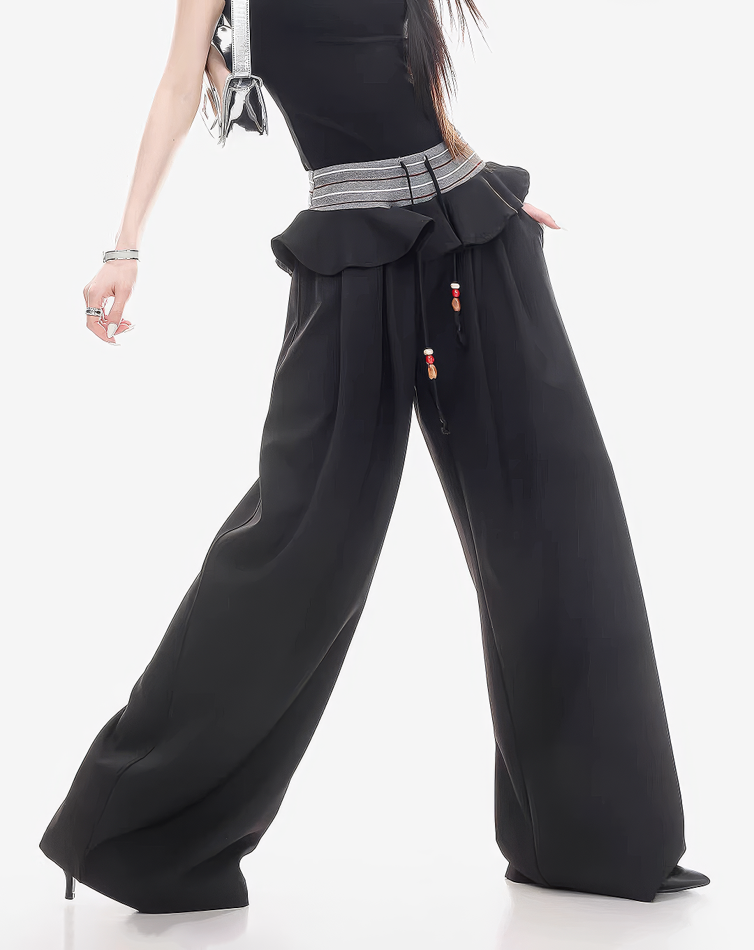 ♀Frilled Waist Wide Pants