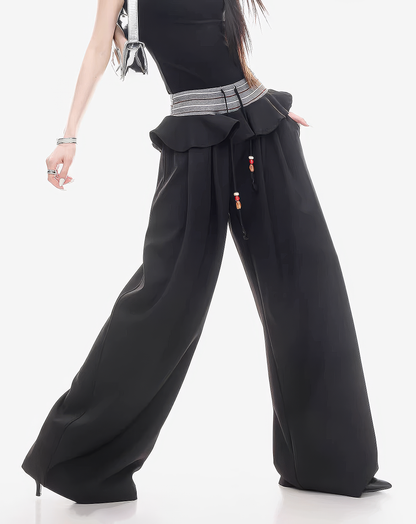 ♀Frilled Waist Wide Pants