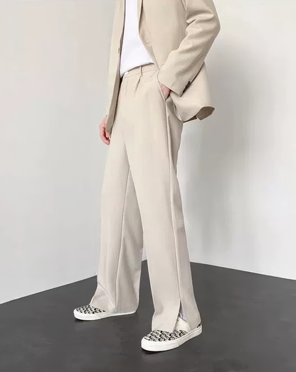 ♂Side Slit Straight Slacks
