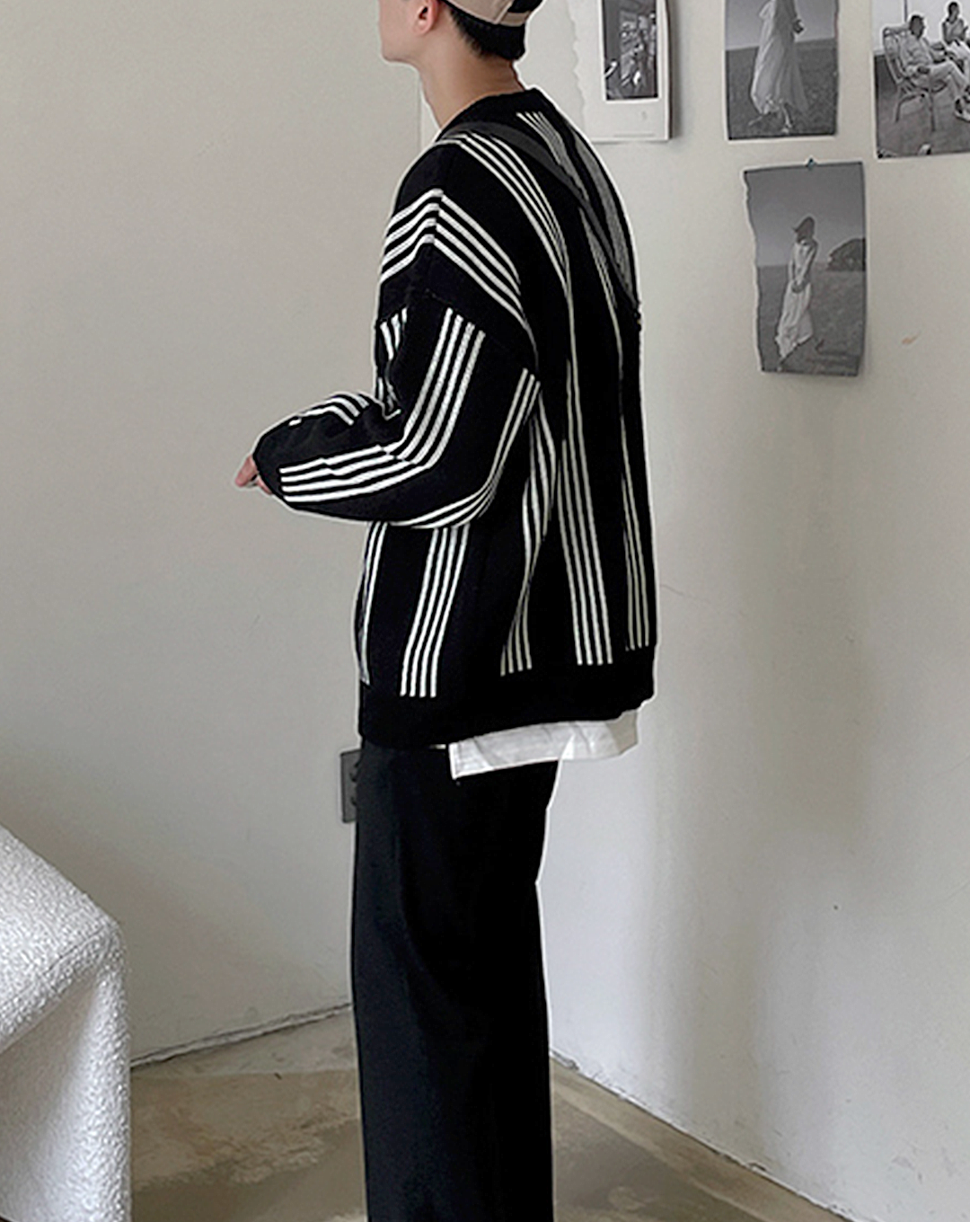 ♂Monotone Striped Sweater