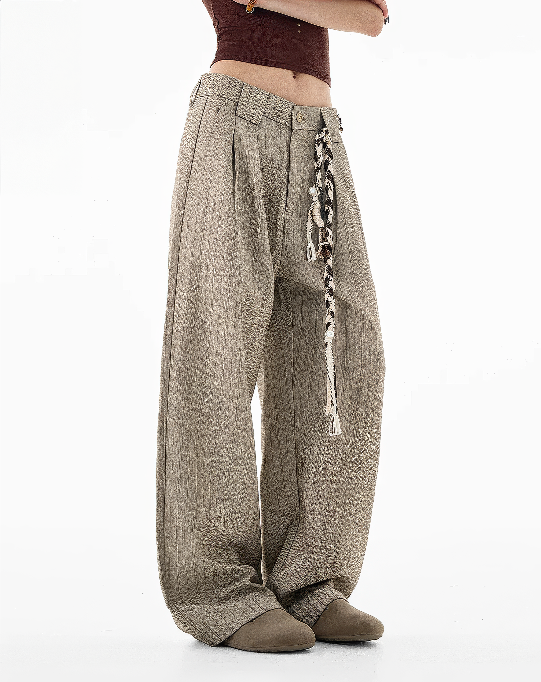 ♂♀Pinstripe Loose Straight Trousers
