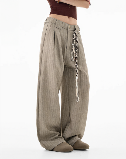 ♂♀Pinstripe Loose Straight Trousers