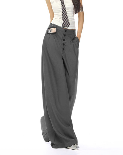 ♀Front Button Wide Pants