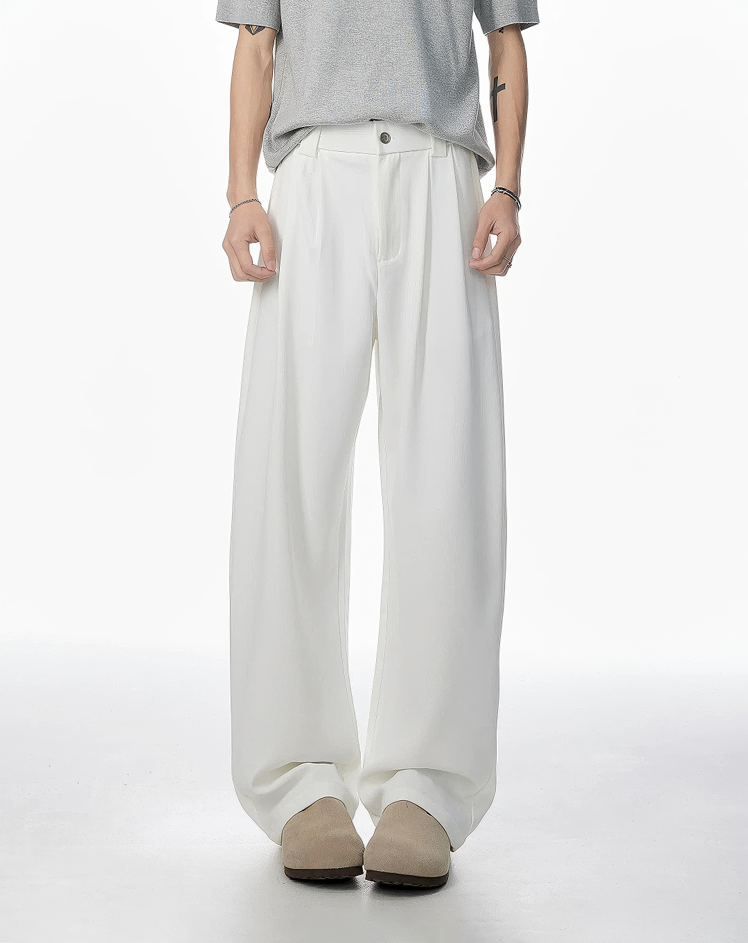 ♂Straight Tucked Pants