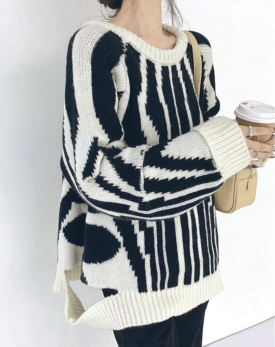 ♀Cutout Zebra Stripe Knit