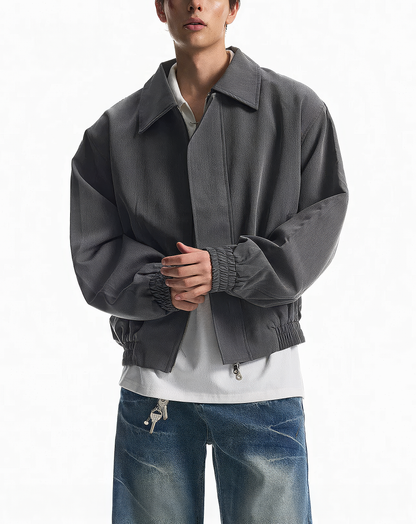 ♂♀ Gathered Hem Zip Jacket