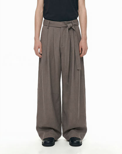 ♂♀Tie Belt Wide Trousers