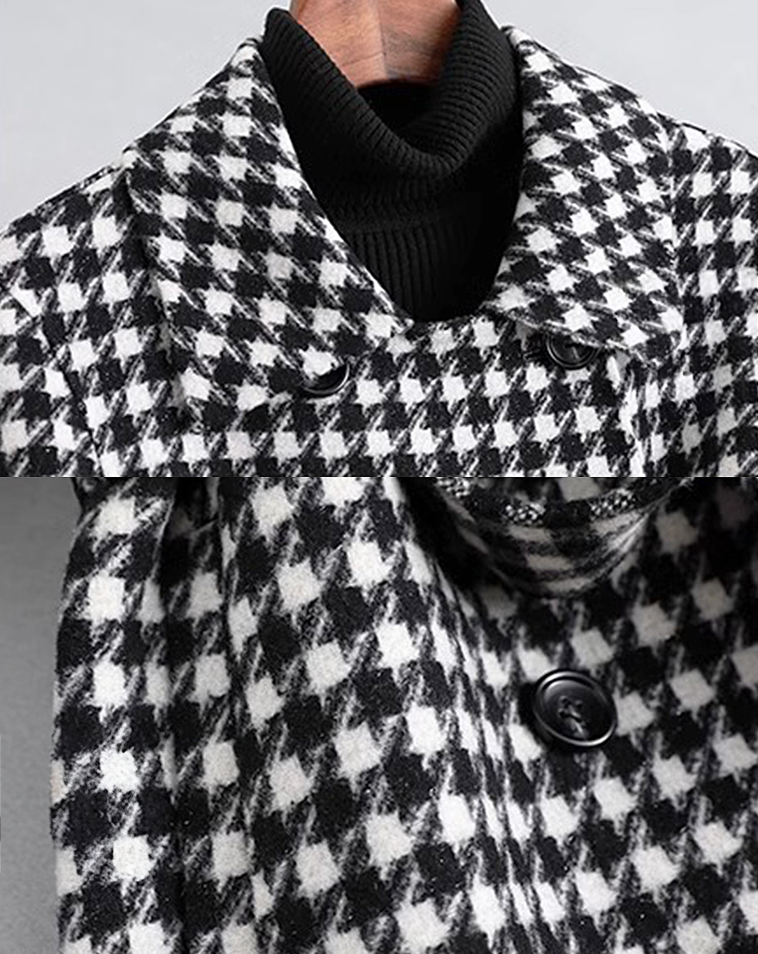 ♀Houndstooth Wool Coat