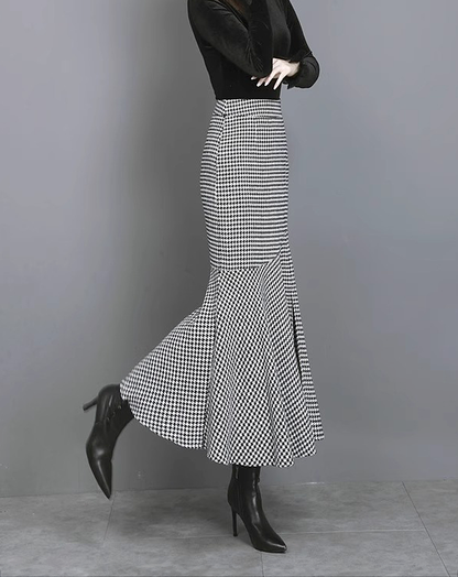 ♀Houndstooth Mermaid Skirt