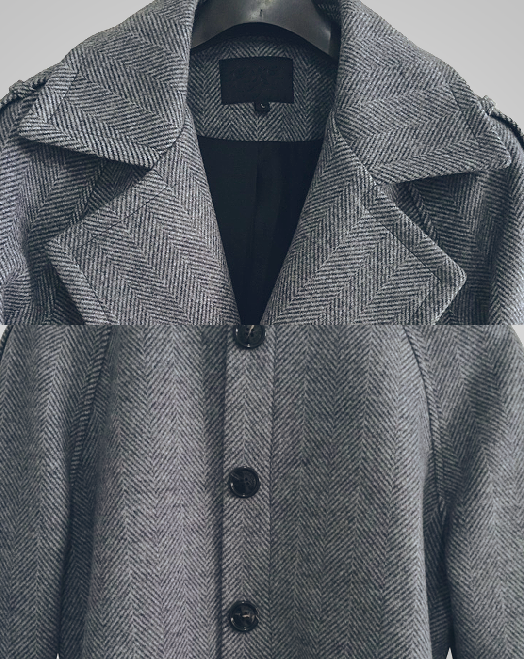 ♀Herringbone Button Trench Coat