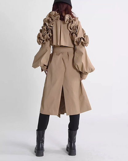 ♀Frill Sleeve Trench Coat