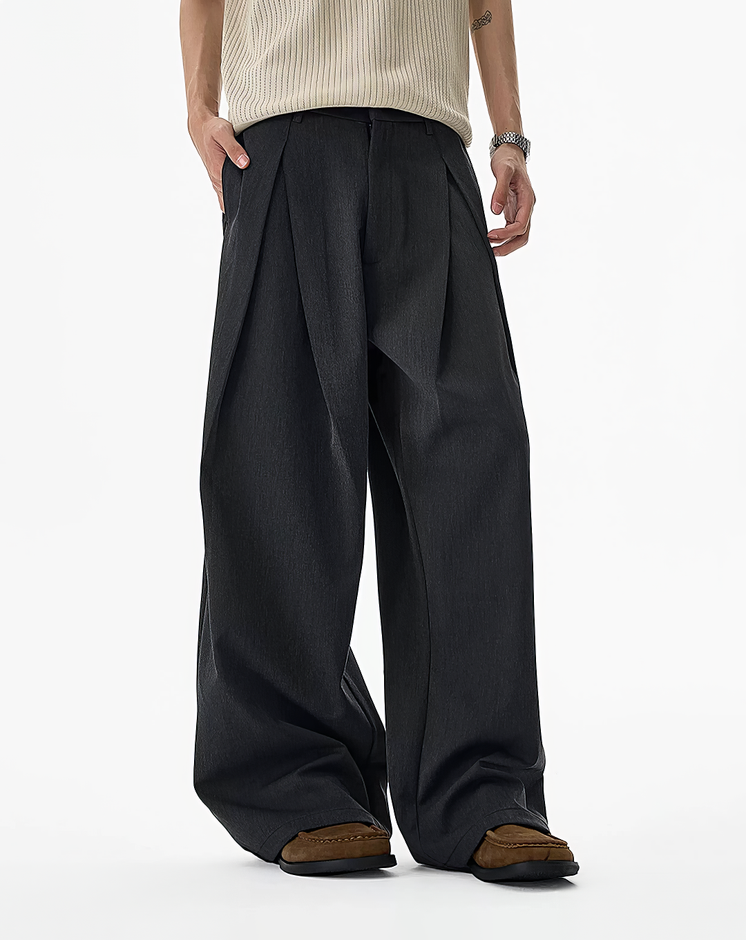 ♂♀Deep Tuck Wide Pants