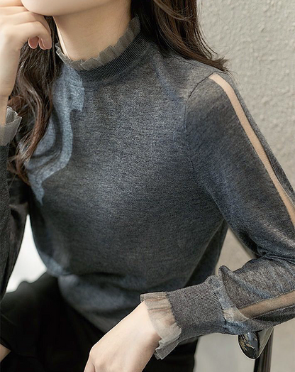 ♀Sheer Sleeve Knit