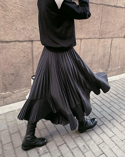 ♀Pleated Flare Skirt