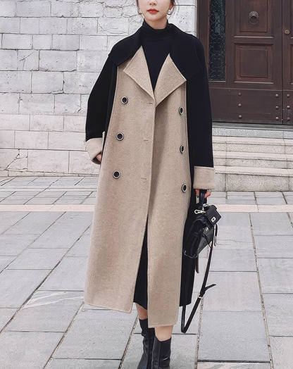 ♀Color Block Double Coat
