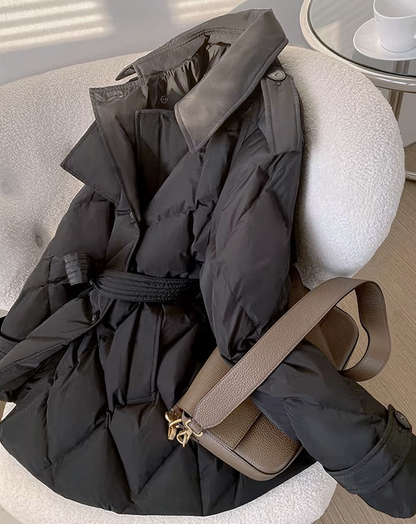 ♀Quilted Trench Down Coat