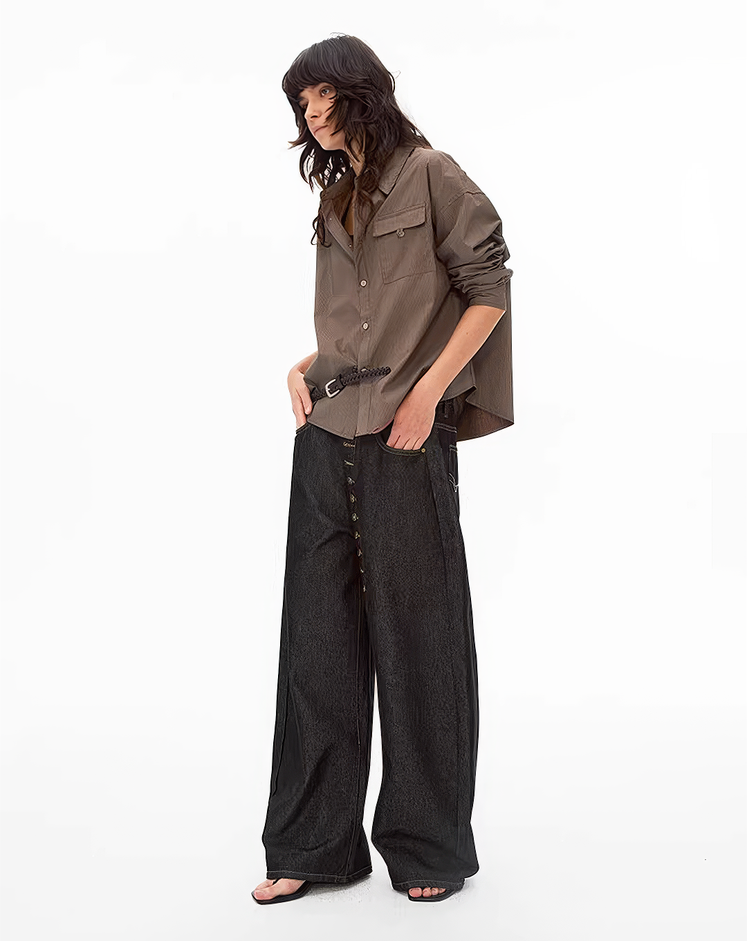 ♀Multi Button Wide Pants