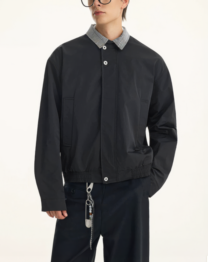 ♂♀Checked Collar Zip Jacket
