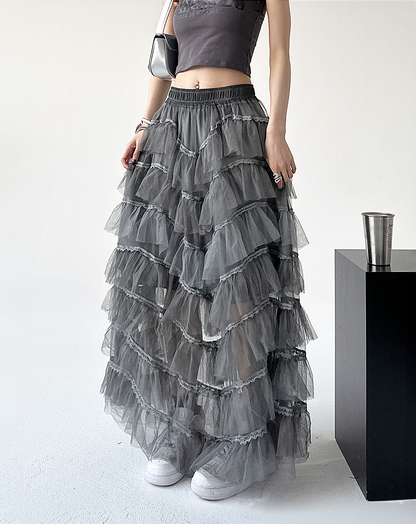 ♀Tiered Tulle Skirt