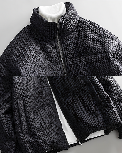 ♂Textured Stand Collar Jacket