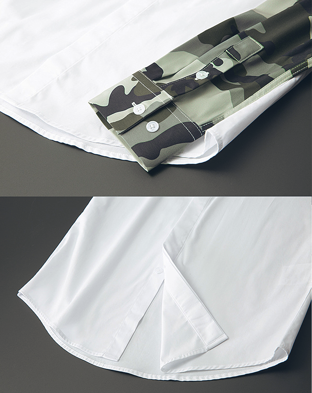 ♂Camo Print Sleeve Lightning Design Shirt