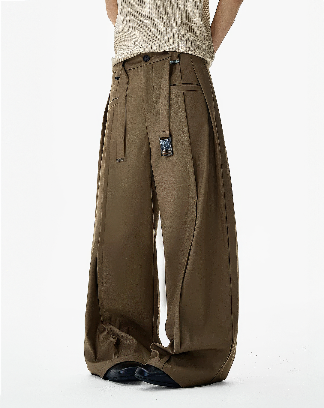 ♂♀Buckle Strap Wide Slacks