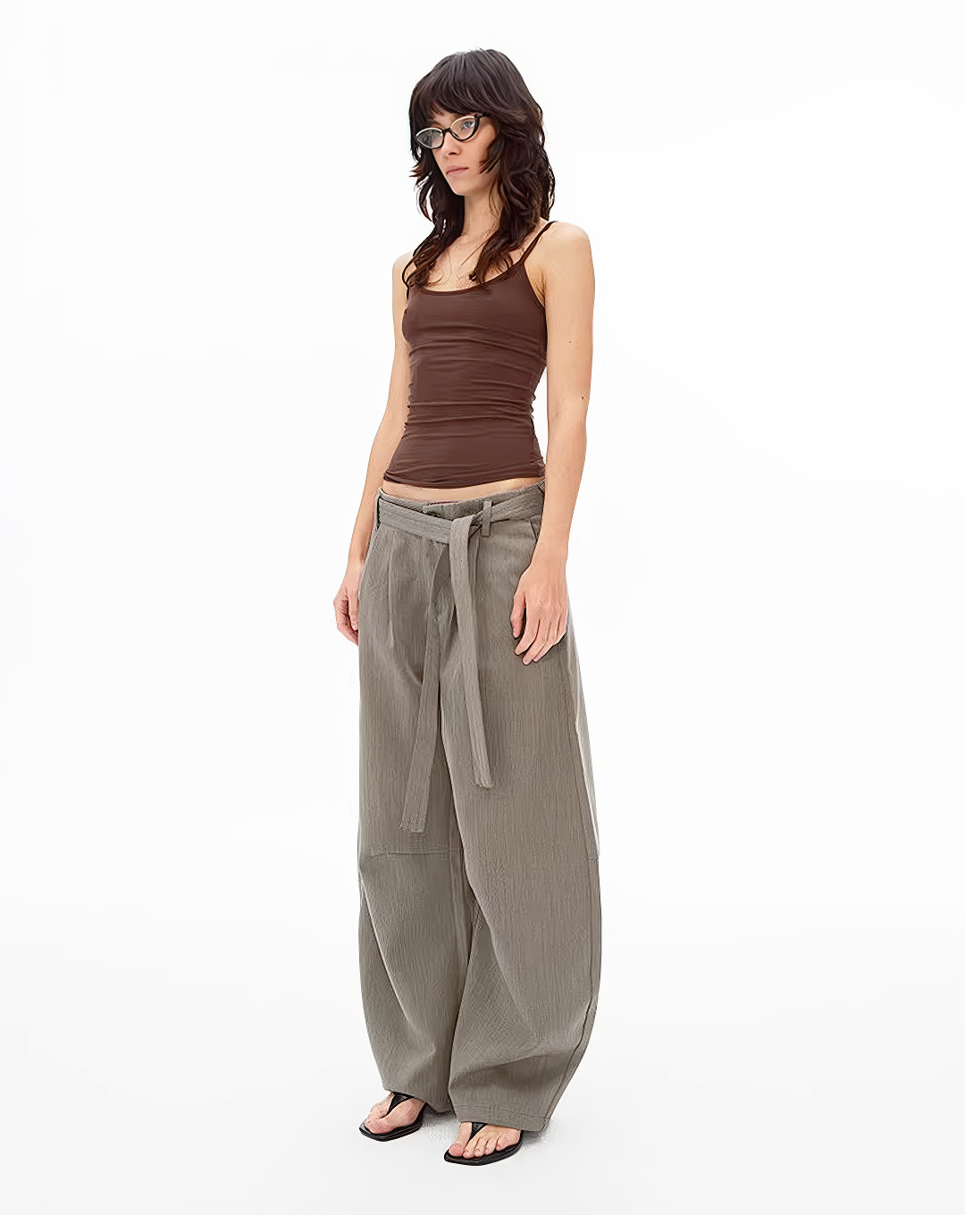 ♀Belted Wide Baggy Pants